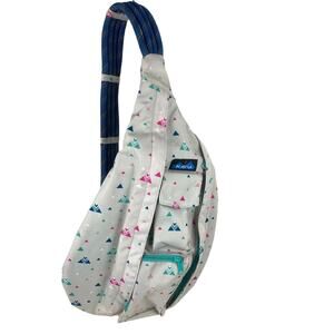 KAVU Rope Bag Sling Crossbody Backpack White Blue Pink Teal Triangle ICY Terrain